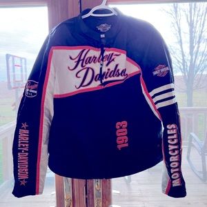 HARLEY DAVIDSON women’s black/orange/white riding jacket size XL